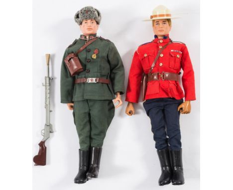 An Action Man flock hair Russian Infantryman with medal and a RCMP Officer: (2)