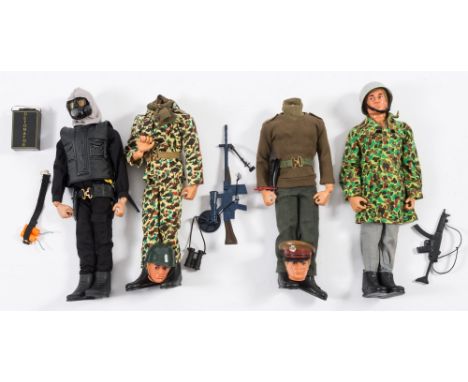 A group of four Action Man figures:, comprising SAS, German paratrooper, British Army Officer and one other Paratrooper  (two