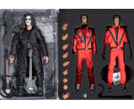 A Hot Toys 1/6th scale Michael Jackson 'Thriller' figure and  The Crow 'Eric Raven' figure:, (accessories incomplete)