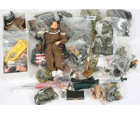 A collection of 1/6th scale military uniforms , weapons and accessories:, various makes ( a lot)