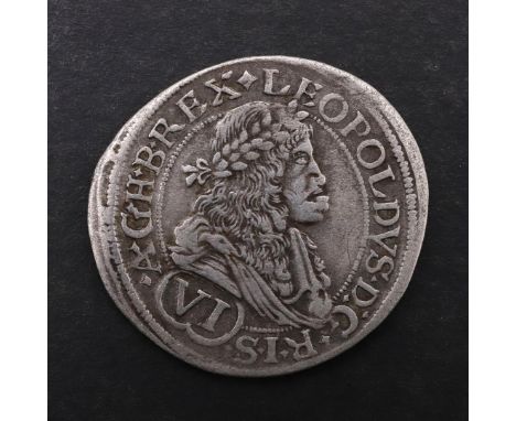 LEOPOLD I, HUNGARIAN 4 KREUZER COIN, 1676. Obverse laureate and draped bust r. with pronounced lip, reverse Seated Madonna an