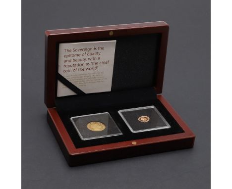 A GEORGE III SOVEREIGN AND ELIZABETH II QUARTER SOVEREIGN, 1817 AND 2017. A George III Sovereign, laureate bust r. Reverse St