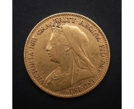 A QUEEN VICTORIAN HALF SOVEREIGN, 1898. A Queen Victoria Half Sovereign, old veiled bust l. reverse with George and the drago