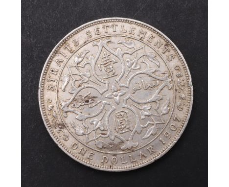 AN EDWARD VII STRAITS SETTLEMENT DOLLAR, 1903. Straits Settlement one dollar, crowned bust r. reverse dated 1903. *CR  Surfac