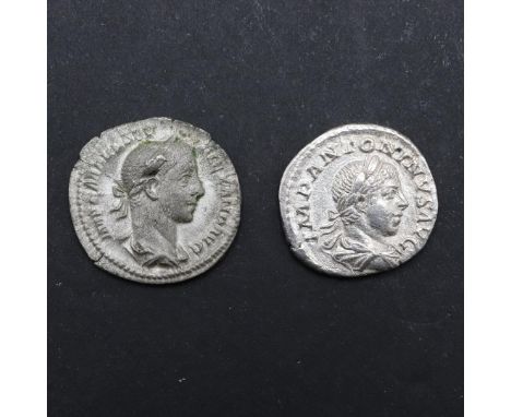 ROMAN IMPERIAL COINAGE: ELAGABALUS 218-212 AND SEVERUS ALEXANDER 222-235 A.D. Silver Denarius of Elagabalus, laureate, draped