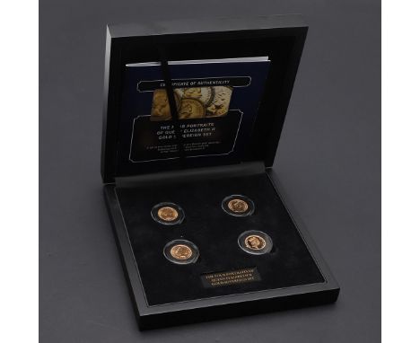AN ELIZABETH II FOUR PORTRAITS SOVEREIGN COLLECTION, 1957 AND LATER. A four coin collection comprising: Sovereign, first port