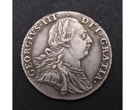 A GEORGE III SHILLING, 1787. A George III Shillings, bare head r. reverse without semee of hearts, dated 1787. *CR  A nice ex