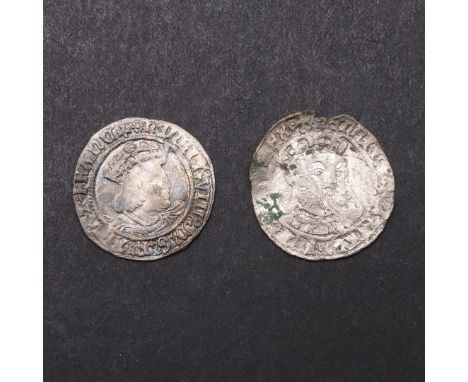 TWO HENRY VIII GROATS. Crowned Laker bust (D) r, Mintmark Rose for the Canterbury Mint, 1526-1544. And a later example with f