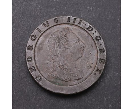 A GEORGE III TWO PENCE, 1797. A George III Twopence, Soho mint 'Cartwheel' issue, laureate and draped bust r. Reverse with se