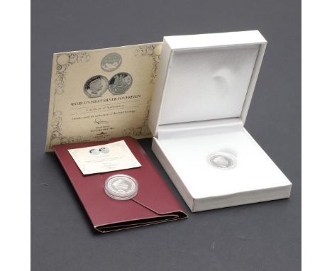 TWO SILVER SOVEREIGNS, GIBRALTAR 2019. Two silver Sovereigns, crowned bust r. Reverse modified image of St George and the Dra