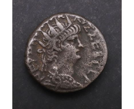 NERO 54-68. AN ALEXANDRIAN TETRADRACHM. Radiate bust r. with partial legend. Reverse bust of Poppaea wearing an elephant head