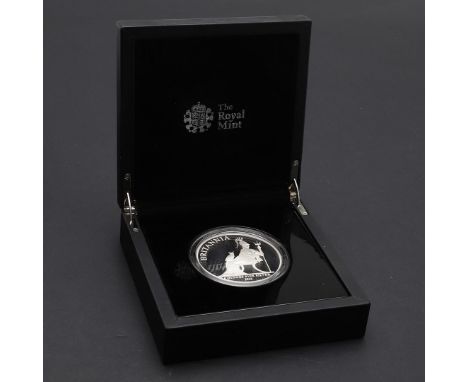 A ROYAL MINT FIVE OUNCE SILVER PROOF BRITANNIA, 2013. A silver proof five ounce Britannia, 2013, £10.00 denomination, with a 