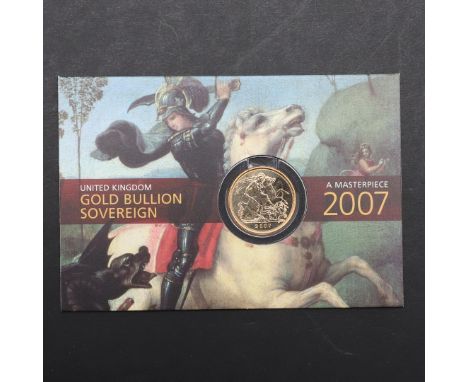 AN ELIZABETH II SOVEREIGN, 2007. An Elizabeth II Sovereign, bare head r. reverse George and the dragon, in Royal Mint 'Bullio