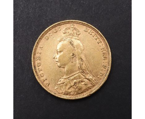 A QUEEN VICTORIA SOVEREIGN. AUSTRALIA 1893. A Queen Victoria Sovereign, Old veiled bust l. reverse St. George and the Dragon,