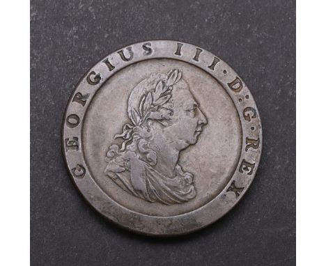 A GEORGE III PENNY, 1797. A George III Penny, Soho mint 'Cartwheel' issue, laureate and draped bust r. Reverse with seated fi