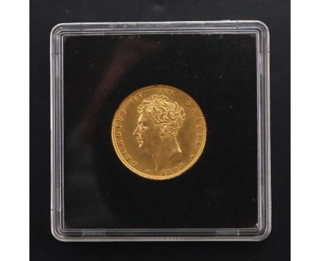 A GEORGE IV SOVEREIGN, 1827. A George IV Sovereign, laureate bust l, R. St George and the Dragon, dated 1827. *CR  A very nic