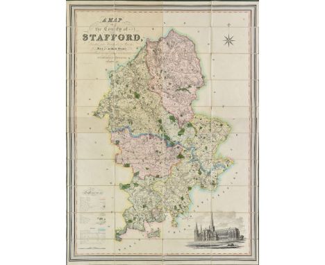 Staffordshire. Phillips (J. &amp; Hutchings W.F.), A Map of the County of Stafford, Divided into Hundreds &amp; Parishes from