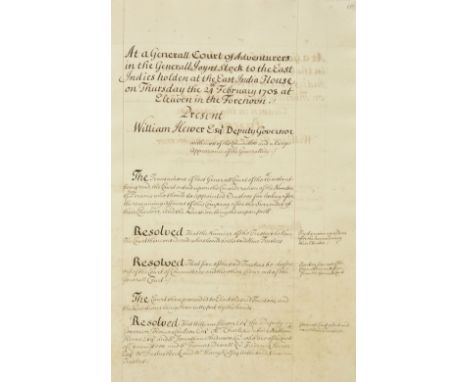 East India Company. 'Copies of some Orders of Courts of the Old East India Company relateing to the Trustees of the said Comp