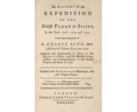 [Corbett, Thomas]. An Account of the Expedition of the British Fleet to Sicily, in the Years 1718, 1719 and 1720. Under the C