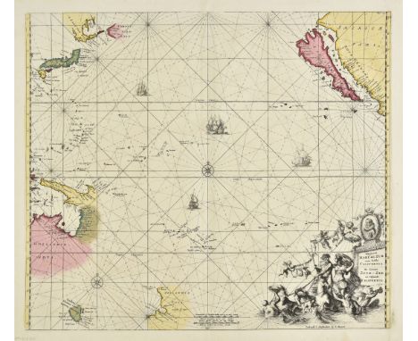 Pacific Ocean. Renard (Louis), Magnum Mare del Zur cum Insula California. De Groote Zuyd-Zee en 't Eylandt California, Amster