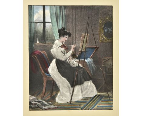 Scrap Albums. Three Victorian scrap albums, early - mid 19th century, one album containing engravings and lithographs of topo
