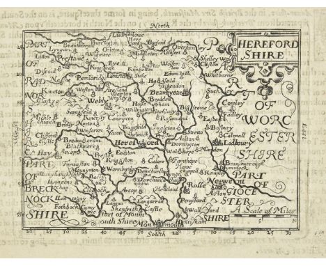 Herefordshire. Bill (John), Herefordshire, [1626 ], uncoloured engraved map, slight text show-through, 90 x 125 mm, English t
