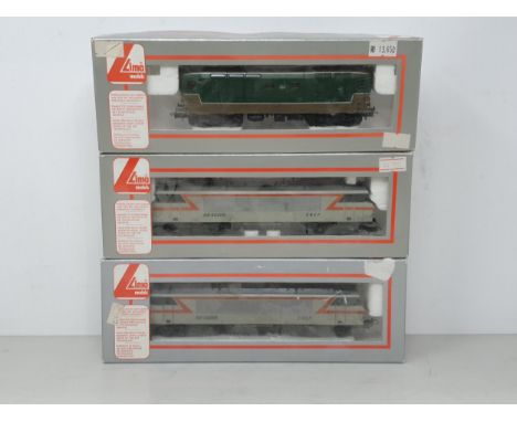 Two boxed Lima H0 scale BB-22305 pantograph Locomotives and a boxed Lima Bo-Bo diesel Locomotive 
