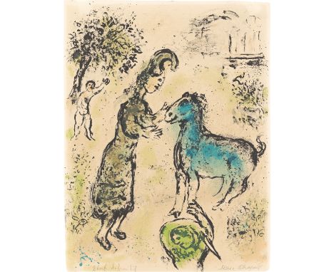 (See English version below)„Athena und das Pferd“. 1974/75Farblithografie auf einem Doppelbogen Papier.  42,5&nbsp;×&nbsp;32,