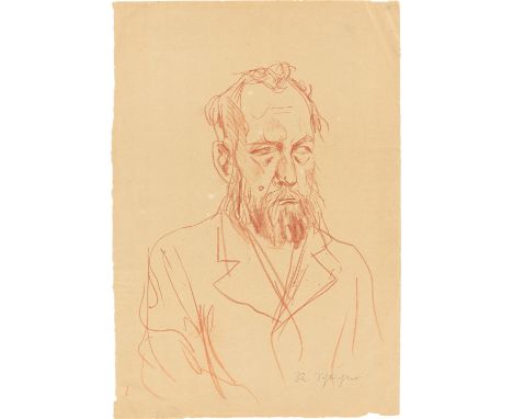 (See English version below)„Verarmter Greis“ / „Schwiegersohn“. 1920er-Jahre2 Blatt: Jew. Rötel bzw. Lithographie auf Papier.