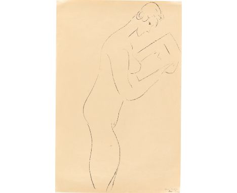 (See English version below)„La lecture, nue de profil“. 1913Lithografie auf Japan. 49,3&nbsp;×&nbsp;25,5&nbsp;cm (50,3&nbsp;×