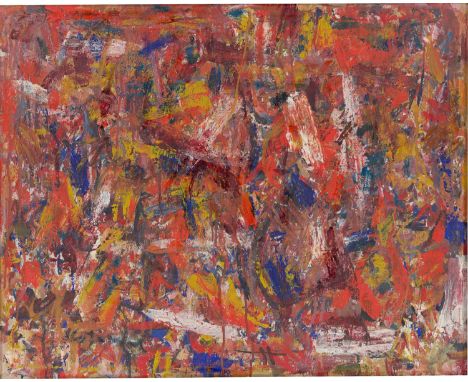 (See English version below)„Indian Summer I“. 1959Acryl auf Leinwand. Mit Künstlerleiste.  52,2&nbsp;×&nbsp;65&nbsp;cm ( 20&n