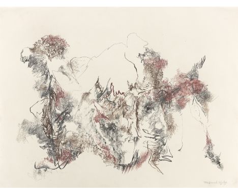(See English version below)Ohne Titel. 1958Pastellkreide und Kohle auf Papier.  49,8&nbsp;×&nbsp;65&nbsp;cm ( 19&nbsp;⅝&nbsp;