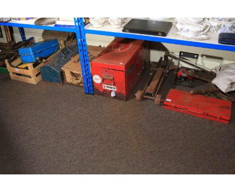 Collection of tools including car equipment.