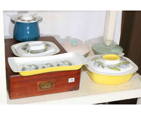 Poole Pottery including Robert Jefferson Lucullus designs and an oak box with key.