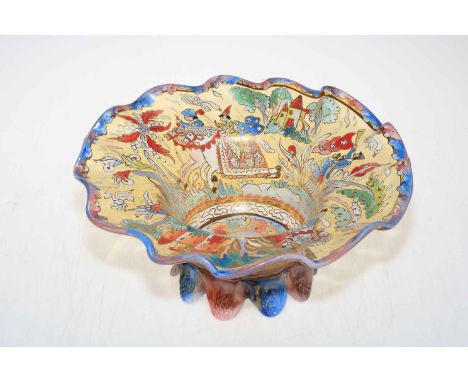 Spanish Moser glass bowl, 13cm high.