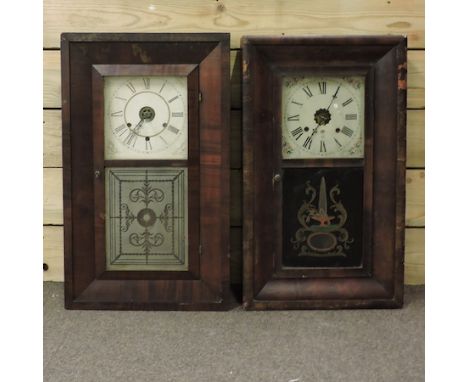 An American shelf clock, together with another, 64cm tall