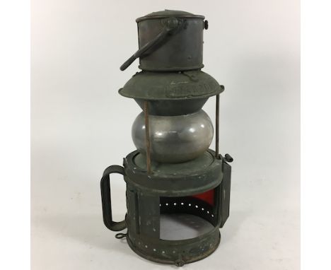 An early 20th century ship's starboard lantern, 34cm tall