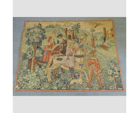 A tapestry of a medieval scene, 175 x 225cm