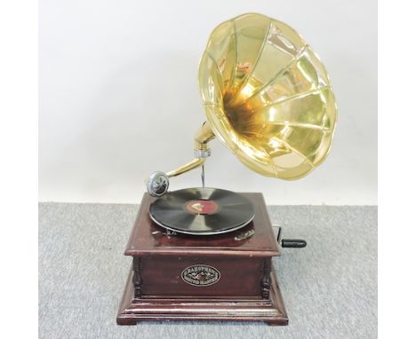 An HMV style wind up gramophone, 37cm