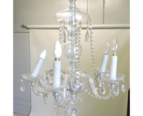 A Victorian five branch cut glass chandelier, 52cm diameter