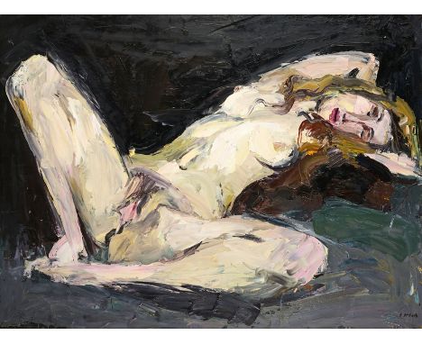 SIEGFRIED KLOTZ(1939 Oberschlema - 2004 Dresden)Liegender Akt, 1987Öl auf Hartfaser, 75,5 x 100 cm, gerahmt, rechts unten sig