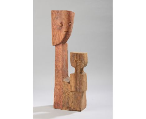 FRIEDRICH PRESS(1904 Ascheberg - 1990 Dresden)Madonna mit Kind, 1977Lindenholz geschnitzt, teilweise farbig gebeizt, 33 x 12 