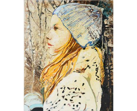 CORNELIA SCHLEIME(geb. 1953 in Berlin, tätig in Berlin und Neuruppin)Mädchen im Birkenwald, 2015Acryl, Asphaltlack und Schell