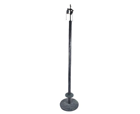 Robert Bray and Michael Schaible (American, XX) Modernist Bronze Floor Lamp with Shade. Empire Bronze Foundry. Possible proto