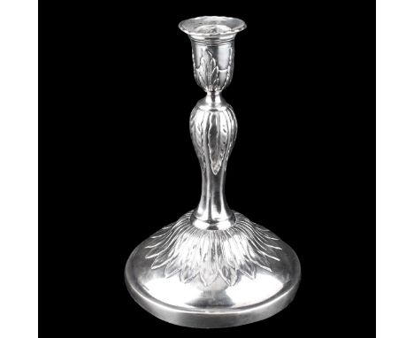 19th Century German Silver Plate Candlestick from the Dresden Court Silver. Assay mark and makers mark lower, monogrammed "FA