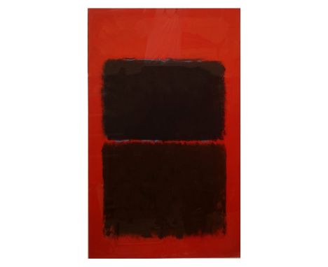 After: Mark Rothko, Russian/American (1903 - 1970) Lithograph Print "Light Red on Black" Unmarked. Sight measures 54-1/2" H x