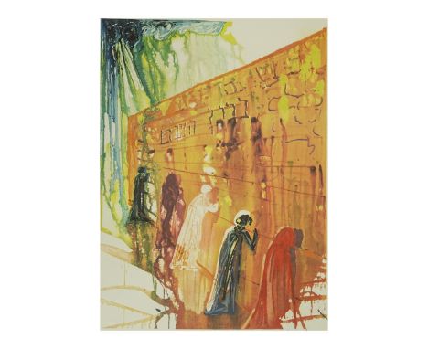 Salvador Dali, Spanish (1904 - 1989) Color Lithograph on Paper, Wailing Wall of the Temple of Jerusalem" Signed and Numbered 