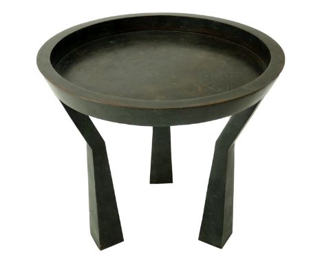 Robert Bray and Michael Schaible (American, XX) Modernist Bronze Tripod Side Table. Very heavy possibly weighs over 100 lbs. 