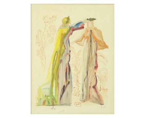 Salvador Dali, Spanish (1904 - 1989) Artist Proof Color Lithograph "Divine Comedy Purgatory Canto 27, 1967" Pencil Signed and