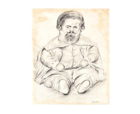 Possibly: Fernando Botero, Columbian (born 1932) Sketch Drawing, Seated Male Figure, Signed Lower Right. Sheet measures 11" H